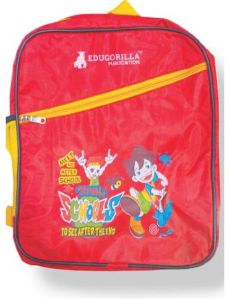 Pink Polyester Printed School Bag