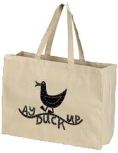 White Printed Loop Handle Canvas Bags