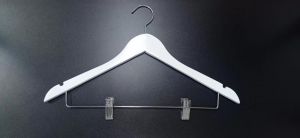 Basic  White Clip Wooden Hanger