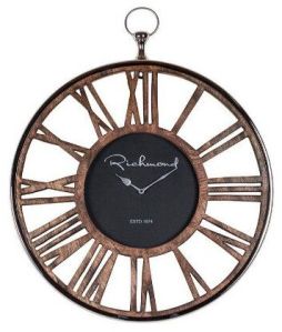 Wooden Clock With Black Metal