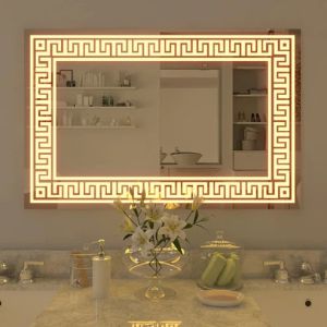versace pattern rectangular led mirror