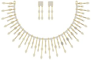 Round Diamond Designer Womens Necklace With Earrings