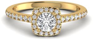 Square Shape 1CT Gleaming Gold Diamond Engagement Ring