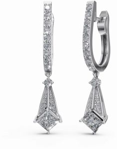 Women Modern Angular Diamond Drop Earrings