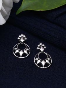 Kunuz 925 Sterling Silver Antique Oxidised Silver Stud Earrings for Women