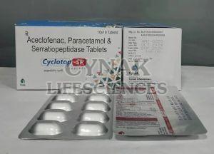 Cyclotop SP Aceclofenac Paracetamol Serratiopeptidase Tablets