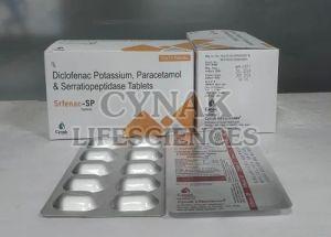 Srfenac SP Diclofenac Paracetamol Serratiopeptidase Tablets