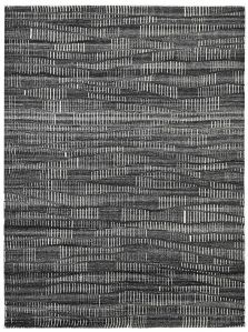 Black Hand Knotted Wool Silk Rug