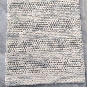 Grey and White Hand Knotted Loop Woolen Durrie
