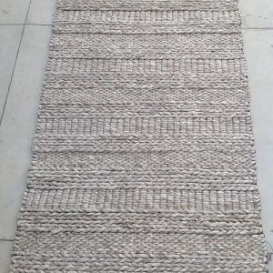 Hand Woven Rectangular Grey Loop Durrie