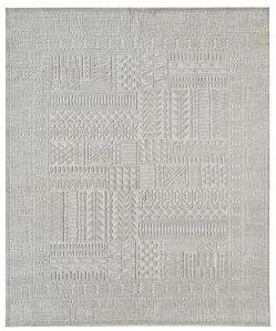 Rectangular Designer Gray Hand Knotted Rug