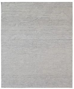 Rectangular Wool Grey Hand Knotted Rug
