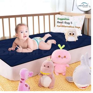 Waterproof Quilted Baby Sheet, Blue - Small