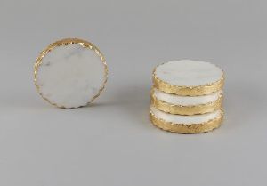 Marble and Gold Trim Coaster Set