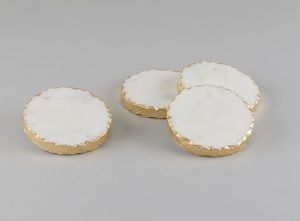 Marble and Gold Trim Coaster Set