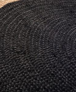 Plain Black Jute Rug