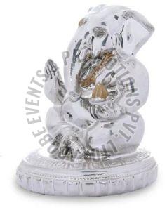 Silver Plated Fiber Modak Ganesha Statue