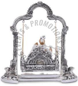 Silver Plated Resin Krishna Swing Statue