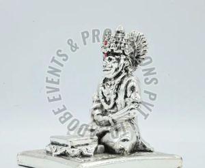 4 Inch Resin Silver Plated Hanuman Statue