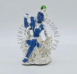 3 Inch Resin Silver Plated Krishna Statue