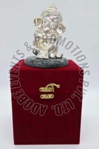 4 Inch Silver Pated Resin Ganesh Statue