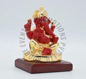 3.5 Inch Gold Plated Resin Ganesh Statue