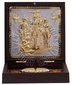 Gold Plated Wooden Ram Darbar Charan Paduka