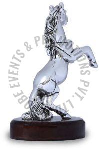 Silver Plated Resin Standing Horse Statue