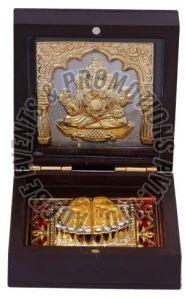 Gold Plated Wooden Ganesh Charan Paduka