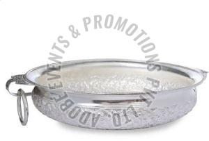 Round Silver Coated Brass Urli