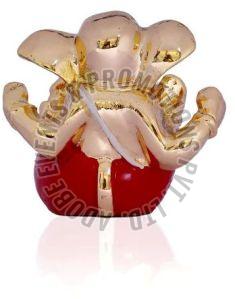 Gold Plated Left Trunk Ganesha Statue