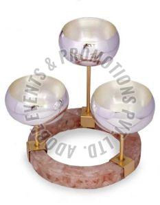 3 Pcs Silver Plated Brass Bowl Set