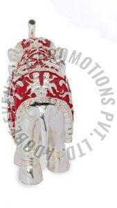 4 Inch Red and Silver Resin Elephant Statue