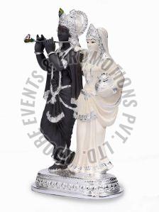 Silver Plated Resin Radha Krishna Statue
