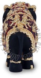 Black and Golden Resin Elephant Statue