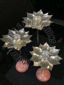 Lotus Shape Silver Plated Candle Stand