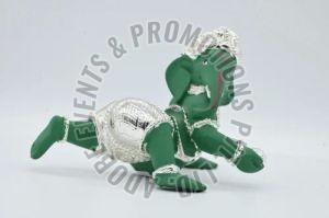 3 Inch Green and Silver Resin Ganesh Statue