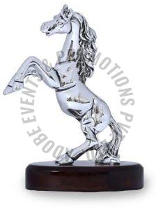 Silver Plated Resin Standing Horse Statue