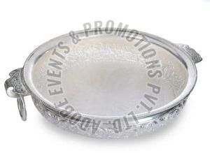 Round Silver Coated Brass Urli