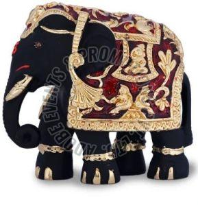Black and Golden Resin Elephant Statue