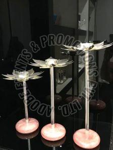 Lotus Shape Silver Plated Candle Stand