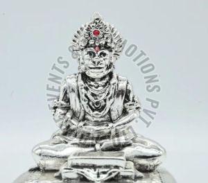 4 Inch Resin Silver Plated Hanuman Statue