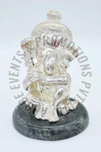 4 Inch Silver Pated Resin Ganesh Statue