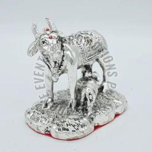5 Inch Resin Silver Plated Caw Calf Statue