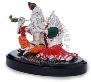 Color Coated Silver Plated Radha Krishna Statues