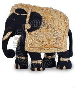 Gold Plated Black Elephant Statue