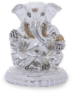 Silver Plated Fiber Modak Ganesha Statue