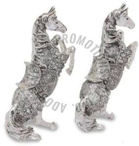 Silver Plated Resin Horse Statue