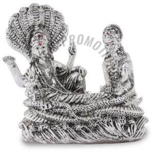 Silver Plated Resin Lakshmi Narayan Statue