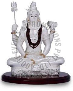 Silver Plated Resin Meditating Shiva Statue